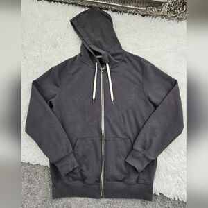 TRUE CLASSIC Grey Fleece French Terry Zip Hoodie. Size Large.